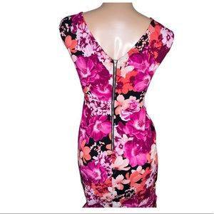 Gorgeous Pink Orange floral Printed dress. Only worn once. Zipper in the back.